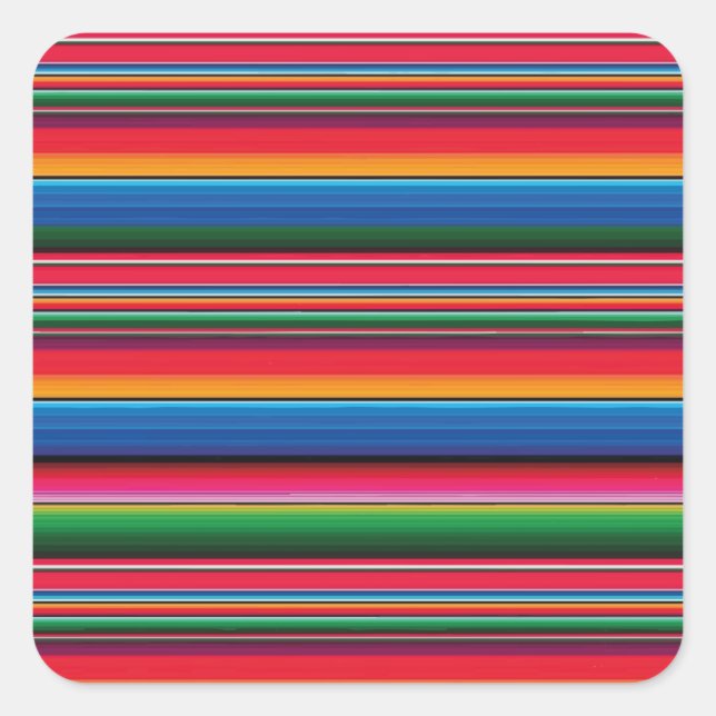 Red Serape Saltillo traditionelle mexikanische Dec Quadratischer Aufkleber (Vorderseite)