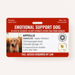 Red Service Dog 2 Logo und Foto-ID Ausweis
