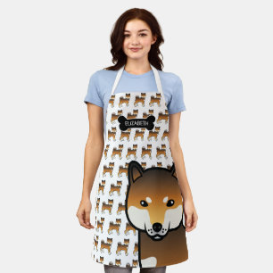 Red Sesame Shiba Inu Niedlich Cartoon Dog & Name Schürze