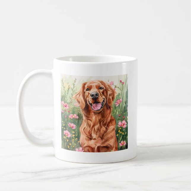 Red Setter Dog Coffee Cup Geschenk für Wasserfarbe Kaffeetasse (Links)