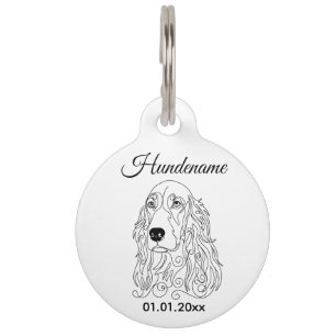 Red Setter Minimalist Line Art Personalized Tag Haustiermarke