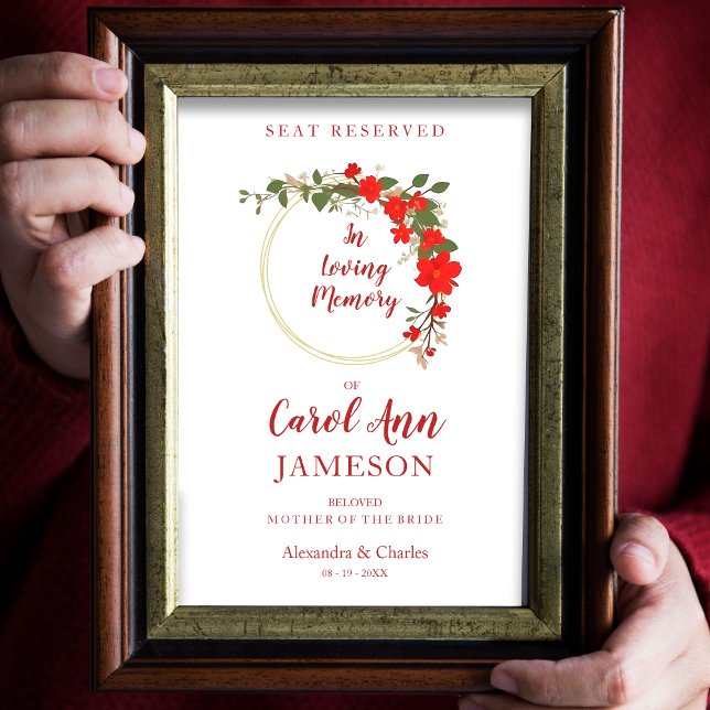Red Shades Blumenreath Hochzeit Liebesgedächtnis Poster (Red Shades Floral Wreath Wedding Loving Memory Poster.)