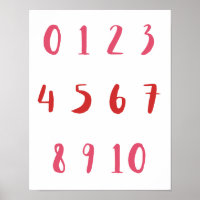 Red Shades Zahlen Null 0 10 Teacher Kinderzimmer