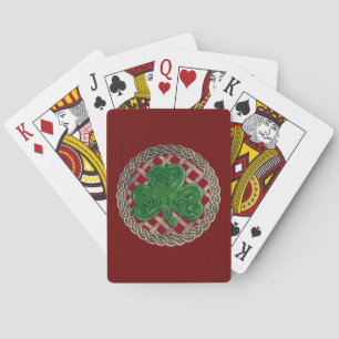 Red Shamrock On Celtic Knots Playing Cards Spielkarten