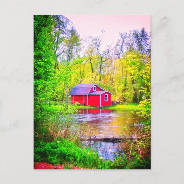 RED SHED BRIGHT POSTCARD POSTKARTE (Vorderseite)