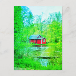 RED SHED GREEN POSTCARD POSTKARTE