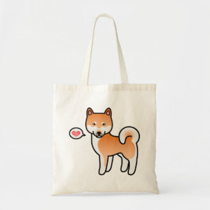 Red Shiba Inu Cartoon Hund mit rosa Herz Tragetasche