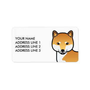 Red Shiba Inu Niedlich Cartoon Dog & Custom Text Adressaufkleber
