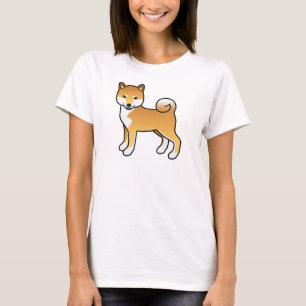 Red Shiba Inu Niedlich Cartoon Dog Illustration T-Shirt
