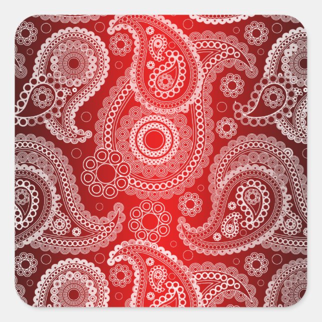 Red Shimmer Satin White Lace Paisley Stickers (Vorderseite)