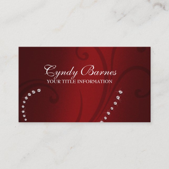 Red Shimmer und Crystal Business Card Visitenkarte (Vorderseite)