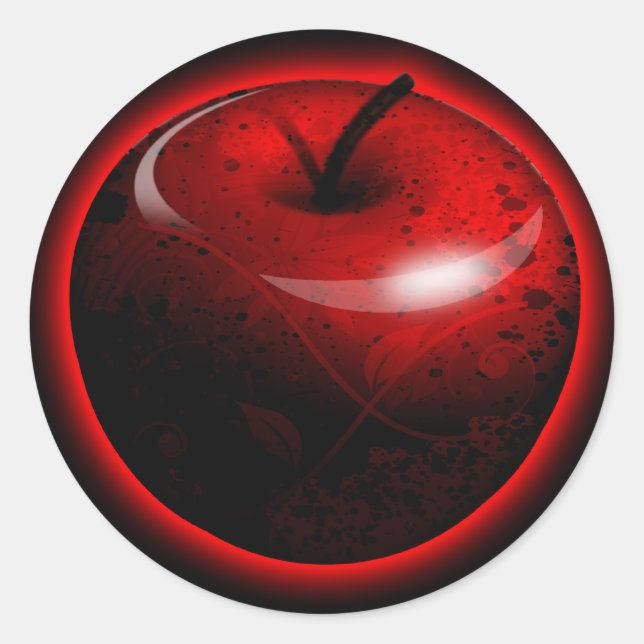 Red Shiny Apple - Verbotenes Obst Runder Aufkleber (Vorderseite)