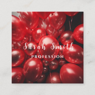 Red Shiny Balloons Party Glitzer Quadratische Visitenkarte