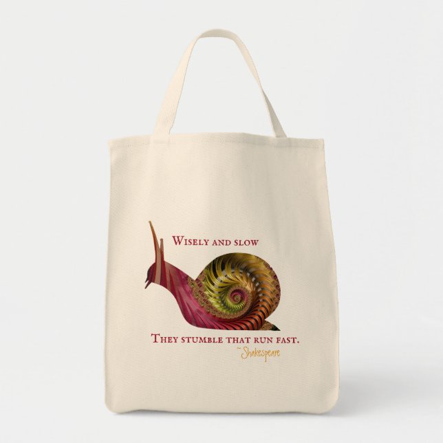 Red Shiny Fraktal Snail mit Shakespeare Quote Tragetasche (Vorne)