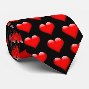 Red Shiny Hearts Valentine Necktie Krawatte