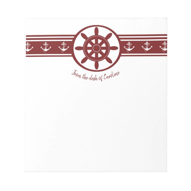 Red Ships Wheels Personalisiert Notepad Notizblock (Vorderseite)