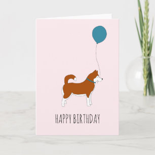 Red Siberian Husky Birthday Card Karte