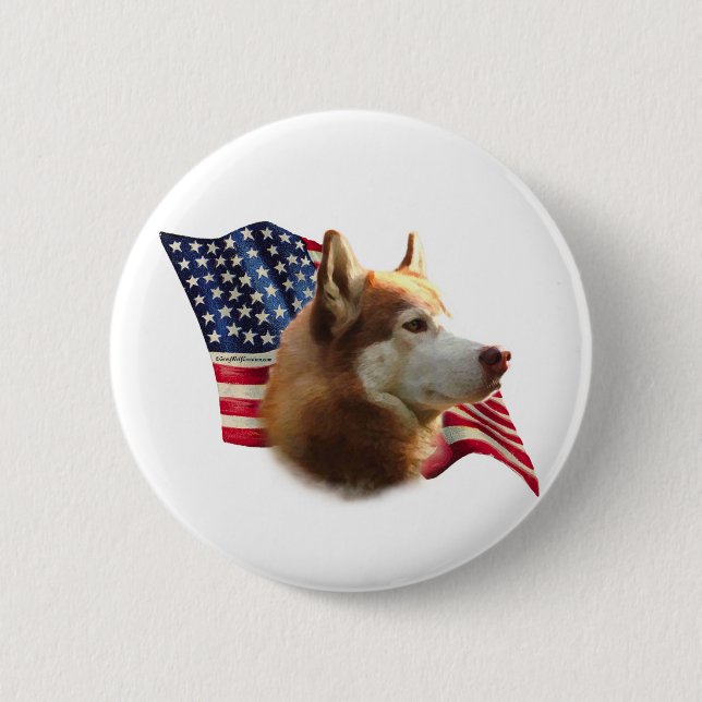 Red Siberian Husky Flag - Schaltfläche Button (Vorderseite)