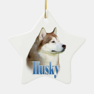 Red Siberian Husky Name Keramik Ornament