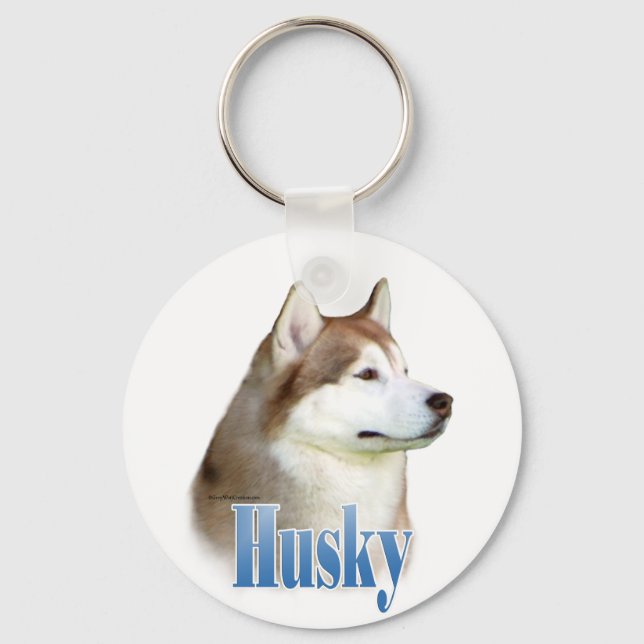 Red Siberian Husky Name Schlüsselanhänger (Vorderseite)