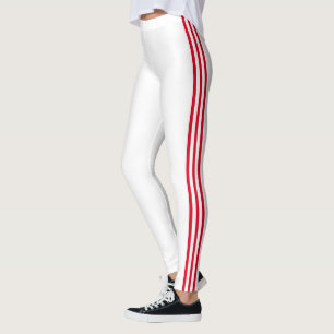 Red Side Strip Weiße Moderne Sportarten Leggings