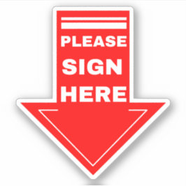 Red Sign Here Arrow Aufkleber