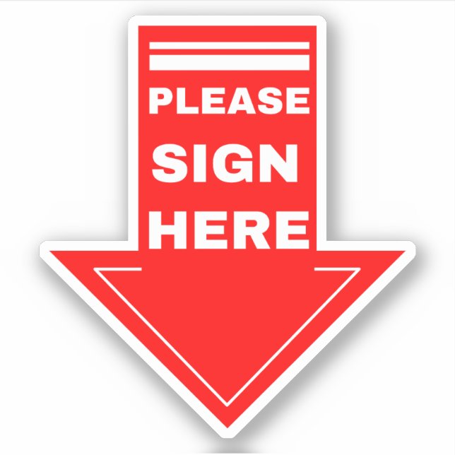Red Sign Here Arrow Aufkleber (Vorderseite)