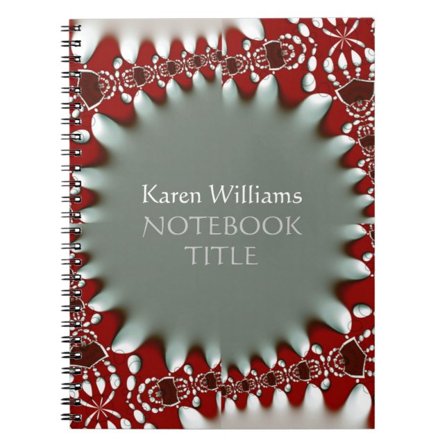 Red Silver Abstrakt Batik Notebook Notizblock (Vorderseite)