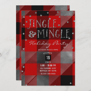 Red Silver Buffalo Kariert Jingle & Mingle Einladung