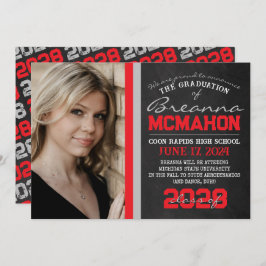 Red & Silver Chalkboard Abschluss Ankündigung