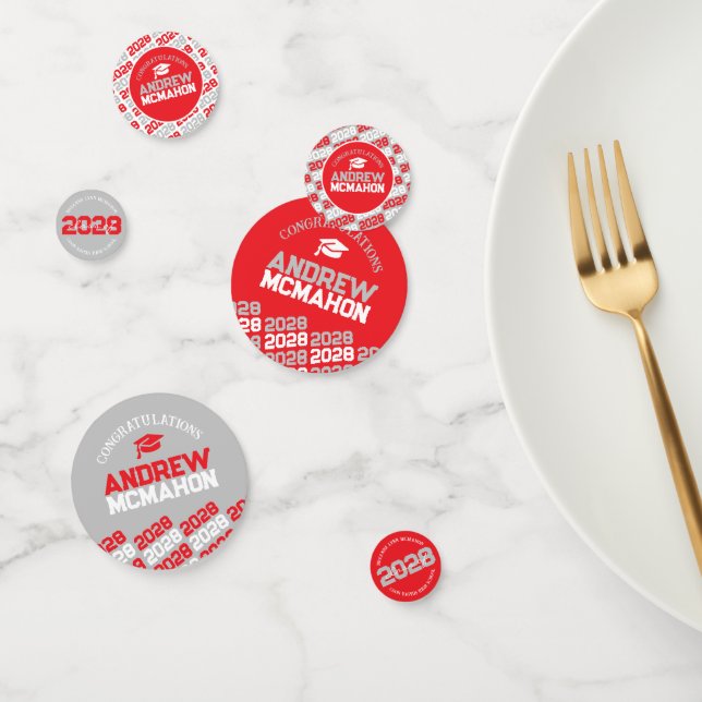 Red & Silver Class JEDES JAHR Personalisiertes Par Konfetti (Gruppe)