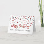 Red Silver Confetti Sister Birthday Card Karte<br><div class="desc">Geburtstagskarte für Schwestern mit silber und roten,  modernen Glitzer Konfetti-Muster. Bitte beachten Sie,  dass Glitzer-Effekt nur fotografische Wirkung ist.</div>