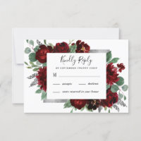 Red & Silver Country Burgund Rose Winter Wedding