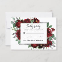 Red & Silver Country Burgund Rose Winter Wedding