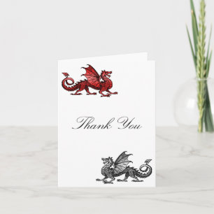 Red Silver Dragon Danke Karte