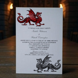 Red Silver Dragon Wedite Invite Einladung