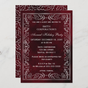 Red Silver Elegante Corporate Holiday Party Einladung