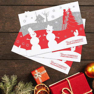 Red & Silver Glitzer Company Holiday Card Einladung
