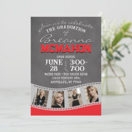 Red & Silver Grau Filmboard Filmstrip-Abschluss Einladung