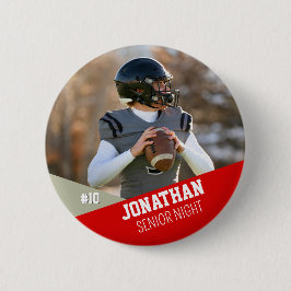 Red Silver Grey Football Button Senior Night Team