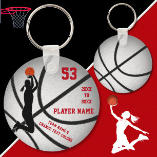 Red Silver günstige Geschenkideen für Basketballsp Schlüsselanhänger