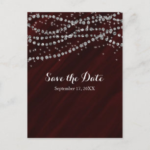 Red & Silver Imitate Diamond Blende Save the Date Ankündigungspostkarte