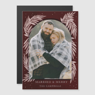 Red Silver Merch Arch Foto Holiday Magnetic Magnetkarte