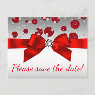 Red Silver Save the Date Postkarten