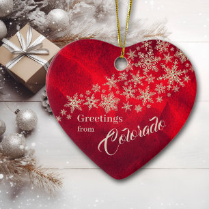 Red Silver Snowflake Colorado Familie Keramik Ornament