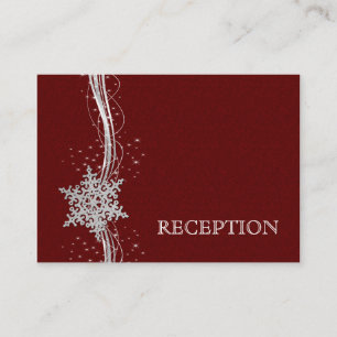 Red Silver Snowflakes Hochzeitsempfang einladen Begleitkarte