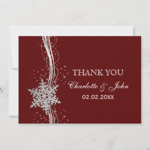 Red Silver Snowflakes Winterhochzeit Danke Einladung