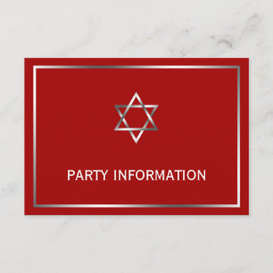 Red Silver Star von David Bar Mitzvah Party Begleitkarte