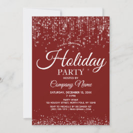 Red Silver String Lights Corporate Holiday Party Einladung