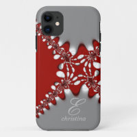 Red Silver Tribal Lace Fraktale Monogram iPhone 5